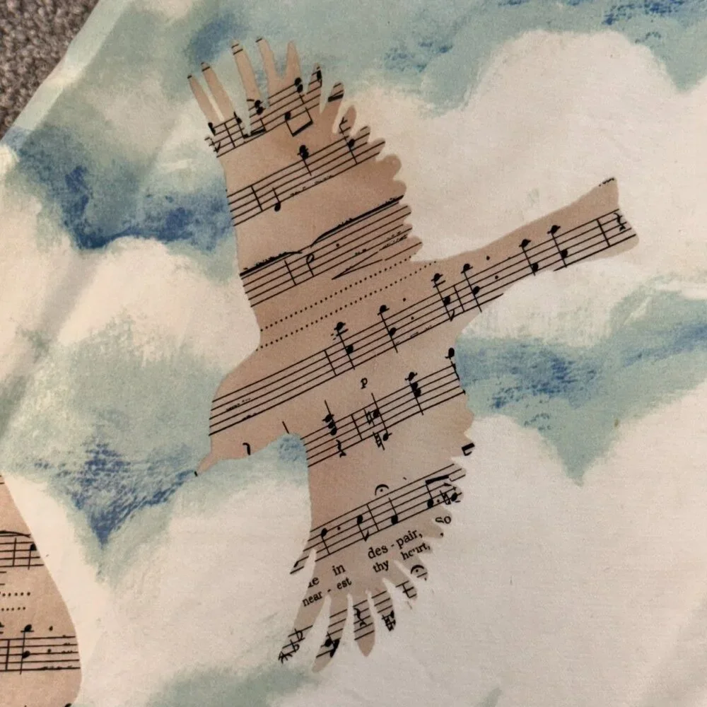Maeve Anthropologie Song Bird Sky Print Midi A-Line Skirt 100% Cotton US Zero - Picture 3 of 5